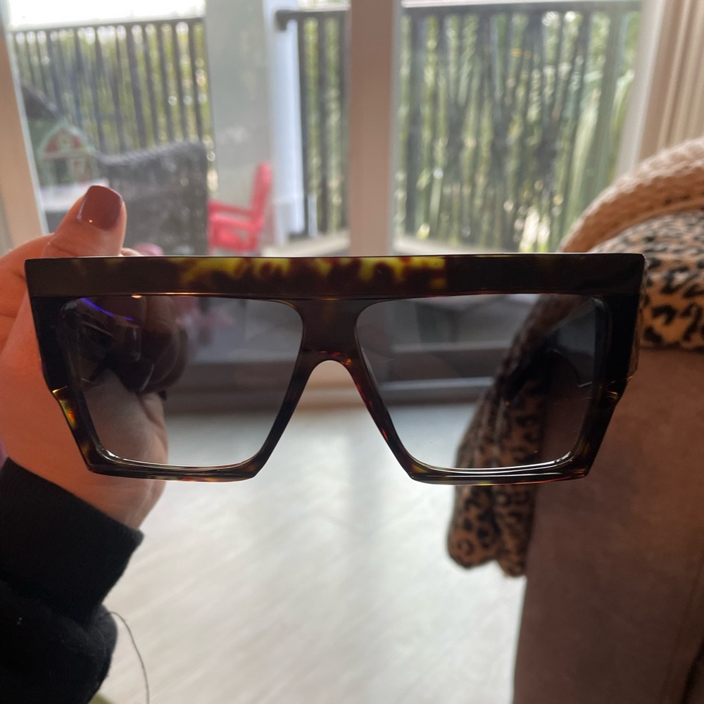 Celine Chunky Rectangle Acetate Sunglasses